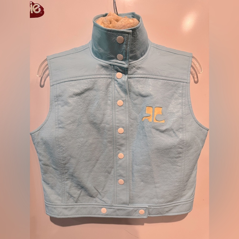 Courreges vinyl vest vintage baby blue